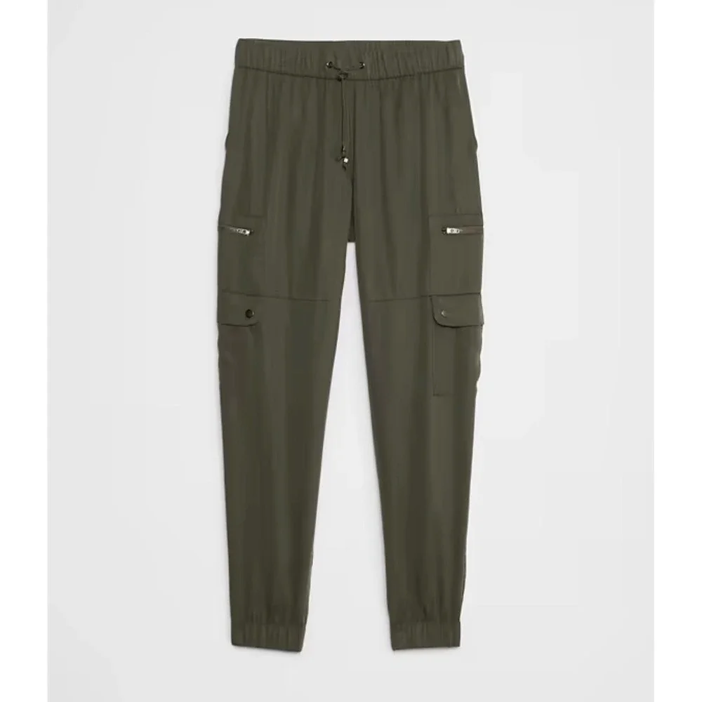 Banana Republic Tencel Cargo Jogger Pants Green High‎ Rise Ankle Womens S